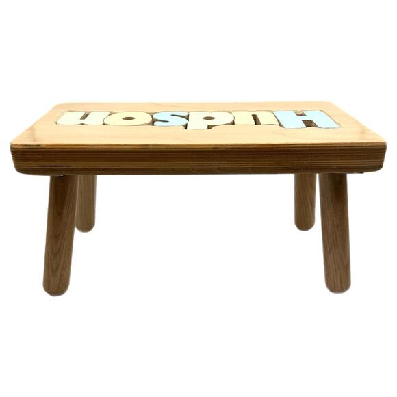 Cubby Hole Toys Wood “Hudson” Children’s Name Puzzle Stool - Picture 4 of 6